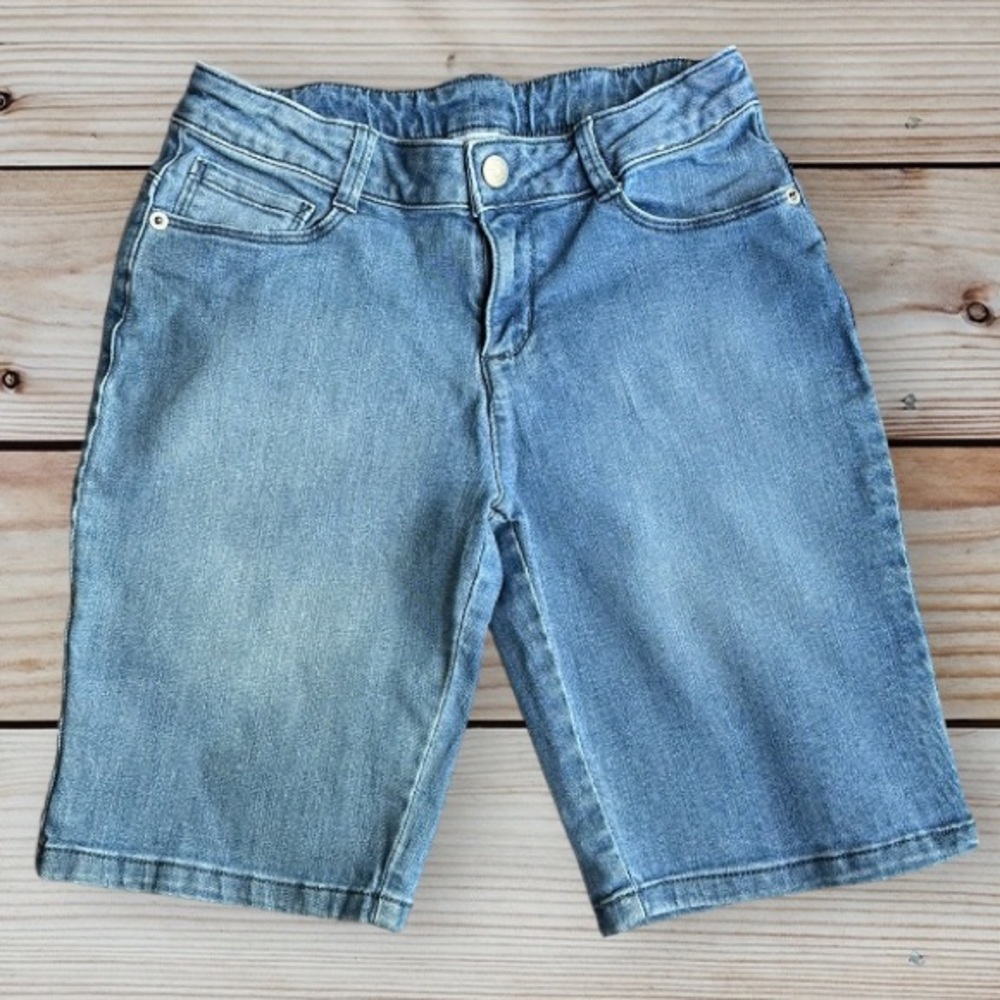 Gymboree Girls Size 12 Bermuda Shorts Medium Wash 9” Adjustable Waist Stretch